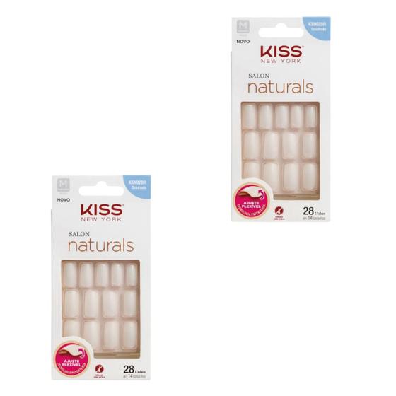 Imagem de KIT C/2 Unhas Postiças Kiss NY - Salon Natural Médio Quadrado - 2UN