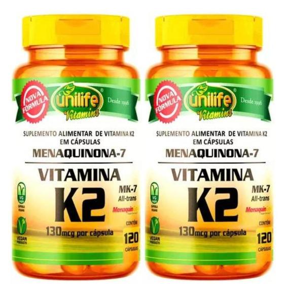 Imagem de KIT C/2 Vitamina K2 135mcg 240 Cap Mk7 Menaquinona Concentrada