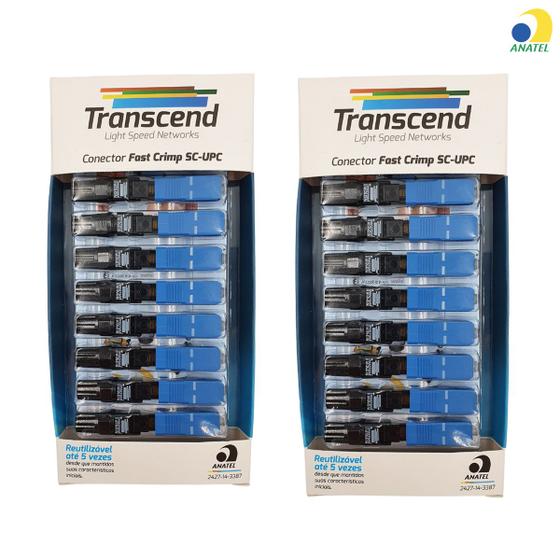 Imagem de Kit c/ 20 Conector Reutilizável Fibra sc-upc Azul Transcend