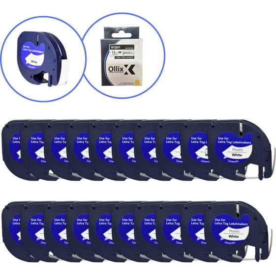 Imagem de Kit C/20 Fita Etiquetador Compatível 91201 Ollix 12mm X 8m