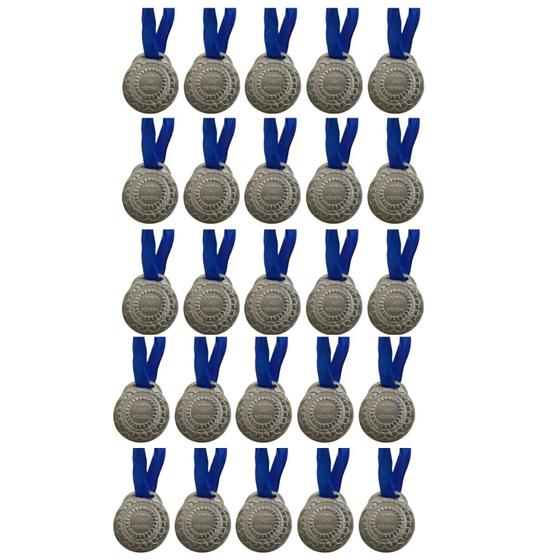 Imagem de Kit C/25 Medalhas de Ouro Prata ou Bronze Honra ao Mérito C/Fita Azul 40mm