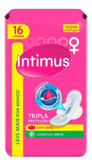 Imagem de Kit c/ 3 Absorvente Tripla Protecao Seca Intimus c abas 16un
