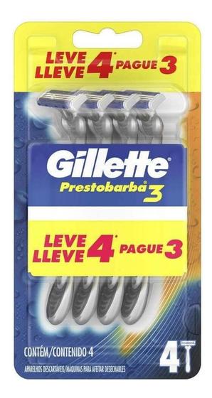 Imagem de Kit c/ 3 Aparelho de Barbear Presto barba 3 Gillette 4un