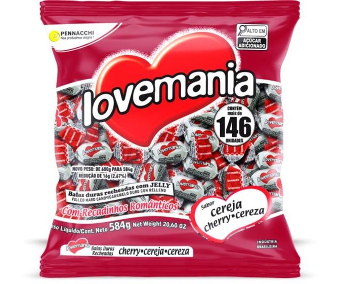 Imagem de Kit c/ 3 Bala Lovemania Cereja com Jelly 584g 