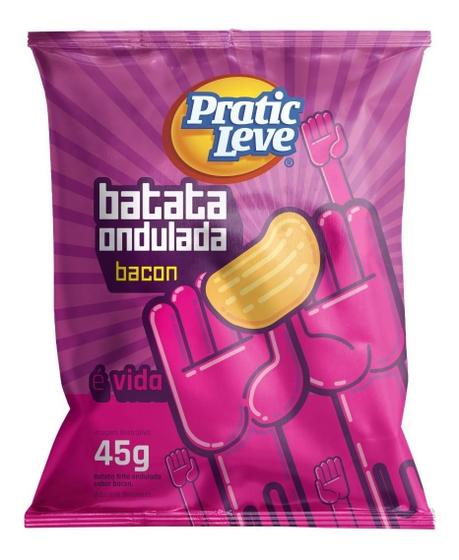 Imagem de Kit c/ 3 Batata Frita Ondulada Pratic Leve 45g Bacon