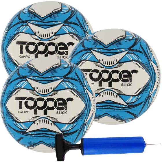 Imagem de Kit C/ 3 Bolas Topper Slick Campo Tech Fusion Impermeável + Bomba