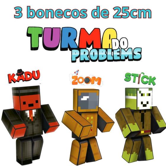 Imagem de Kit c/ 3 Bonecos 25 cm Kadu Zoom Stick -Turma do Problems