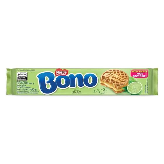 Imagem de Kit c/ 3 Bono Biscoito Recheado Sabor Limao 90G