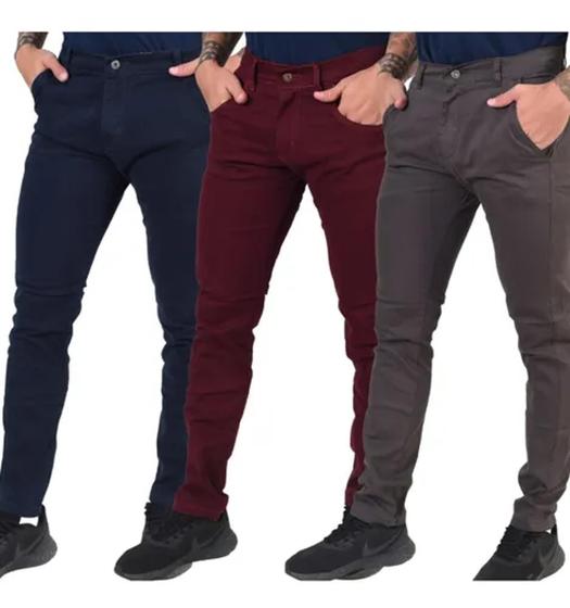 Kit C/ 3 Calças Sarjas Masculinas, Ótima QUALIDADE - PREMIUM Menor preço em Kit C/ 3 Calças Sarjas Masculinas, Ótima QUALIDADE - PREMIUM