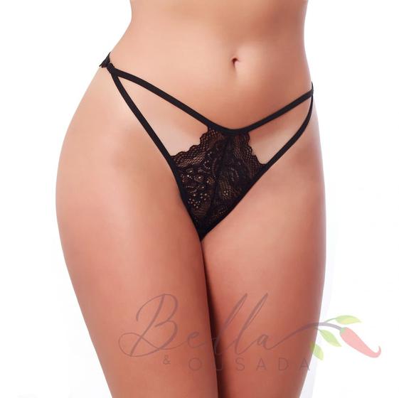Imagem de Kit c/ 3 Calcinhas de Renda Sexy Fio Dental Bella R1018 - Bella e Ousada
