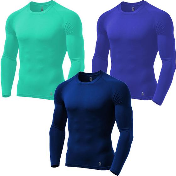 Imagem de Kit C/ 3 Camisas de Compressão Térmica Stigli Pro Proteção FPU 50+ Manga Longa