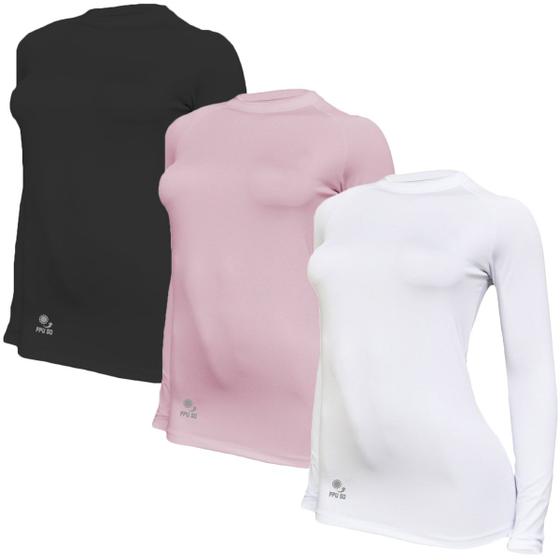 Imagem de Kit C/ 3 Camisas Térmicas Feminino Stigli Pro Proteção Solar FPU 50+ Manga Longa Rash Guard J