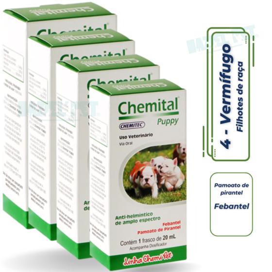 Imagem de Kit C/3 Chemital Puppy Para Cães Filhotes 20ml - Chemitec