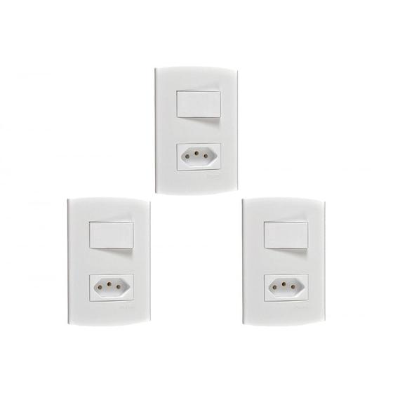 Imagem de Kit C/3 - Conjunto Peesa Alfa 1543A 1 Interruptor Sim.Tom...