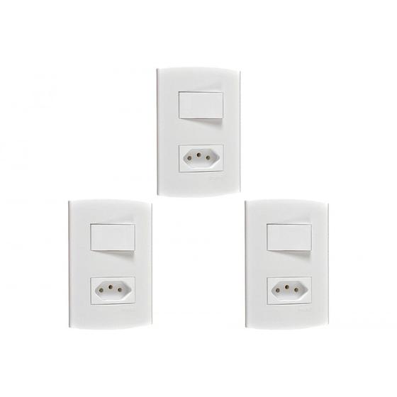 Imagem de Kit C/3 - Conjunto Peesa Alfa 1543B 1 Interruptor Par.Tomada  ..