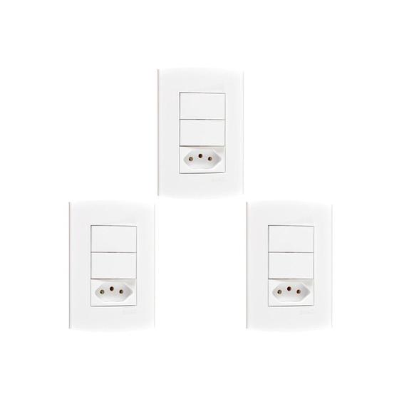 Imagem de Kit C/3 - Conjunto Peesa Alfa 1548B 2 interruptores Par.T...