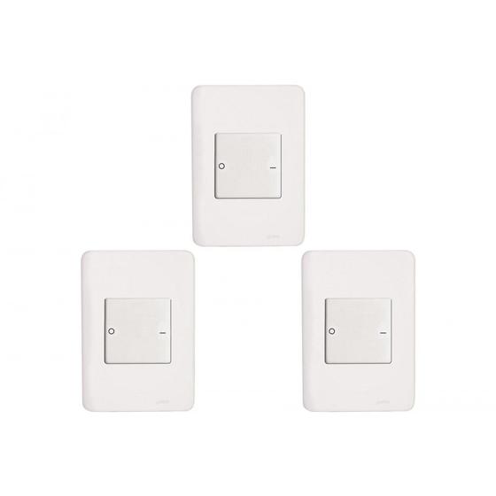 Imagem de Kit C/3 - Conjunto Perlex Aros 4X2 Branco Com Placa(1Bipo...