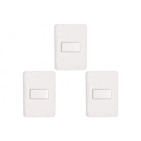 Imagem de Kit C/3 - Conjunto Perlex Aros 4X2 Branco Com Placa(1Simp...
