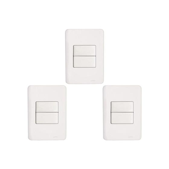 Imagem de Kit C/3 - Conjunto Perlex Aros 4X2 Branco Com Placa(1Simp...