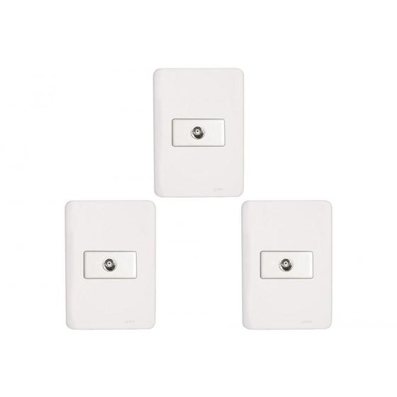 Imagem de Kit C/3 - Conjunto Perlex Aros 4X2 Branco Com Placa(1Toma...