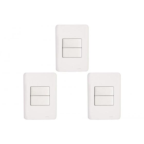 Imagem de Kit C/3 - Conjunto Perlex Aros 4X2 Branco Com Placa(2Simp...