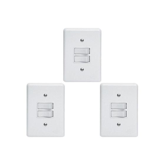 Imagem de Kit C/3 - Conjunto Perlex''Branca''Com Placa(1Simples+1Pa...