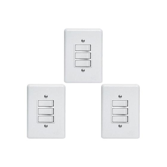 Imagem de Kit C/3 - Conjunto Perlex''Branca''Com Placa(2Simples+1Pa...