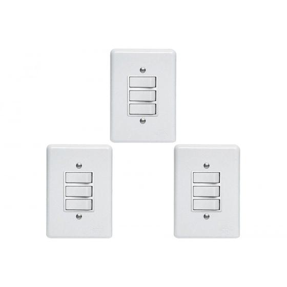 Imagem de Kit C/3 - Conjunto Perlex''Branca''Com Placa(2Simples+1Para...
