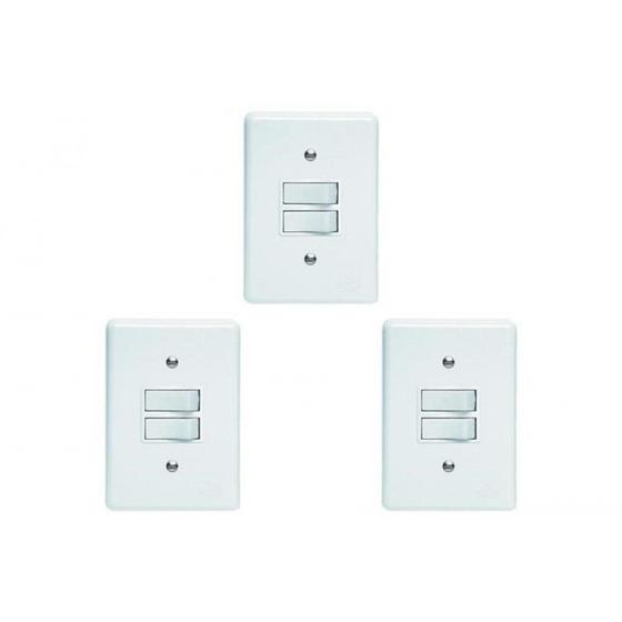 Imagem de Kit C/3 - Conjunto Perlex''Branca''Com Placa(2Simples) 2382