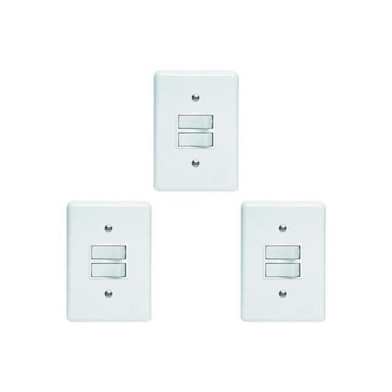 Imagem de Kit C/3 - Conjunto Perlex''Branca''Com Placa(2Simples) 2382