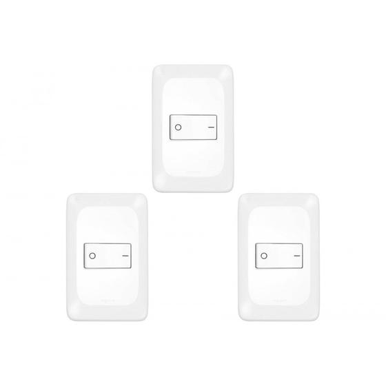 Imagem de Kit C/3 - Conjunto Pial Pop 4X2 Branco Com Placa (1Bipola...