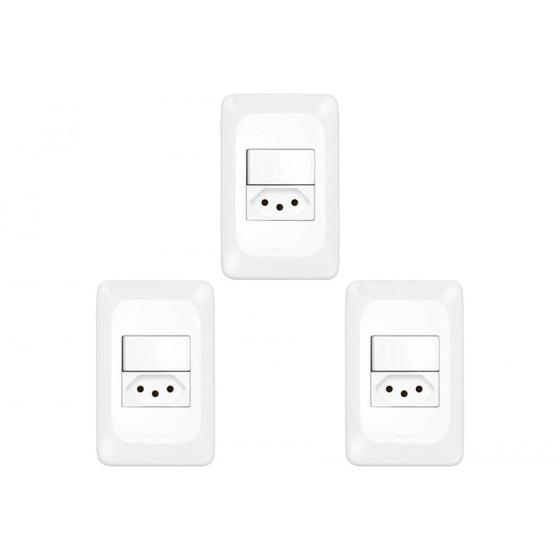Imagem de Kit C/3 - Conjunto Pial Pop 4X2 Branco Com Placa (1Simple...