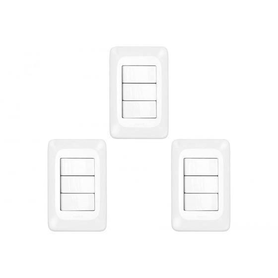Imagem de Kit C/3 - Conjunto Pial Pop 4X2 Branco Com Placa (3Simple...