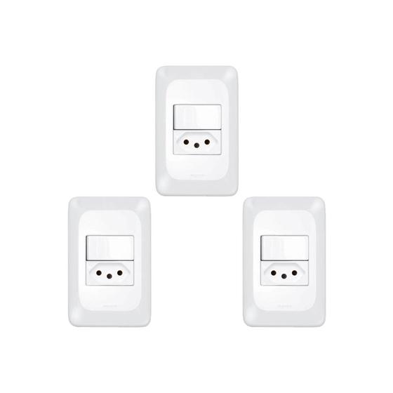 Imagem de Kit C/3 - Conjunto Pial Pop Modulo Com Placa 4X2 - 1 Simp...