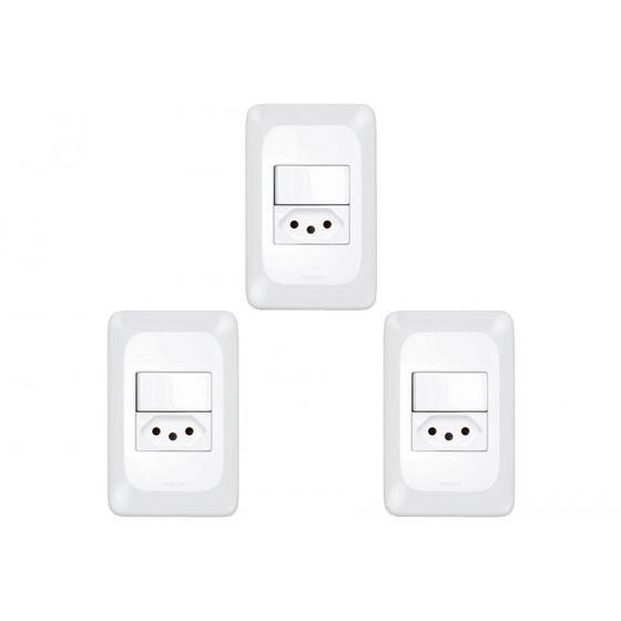 Imagem de Kit C/3 - Conjunto Pial Pop Modulo Com Placa 4X2 - 1 Simp...