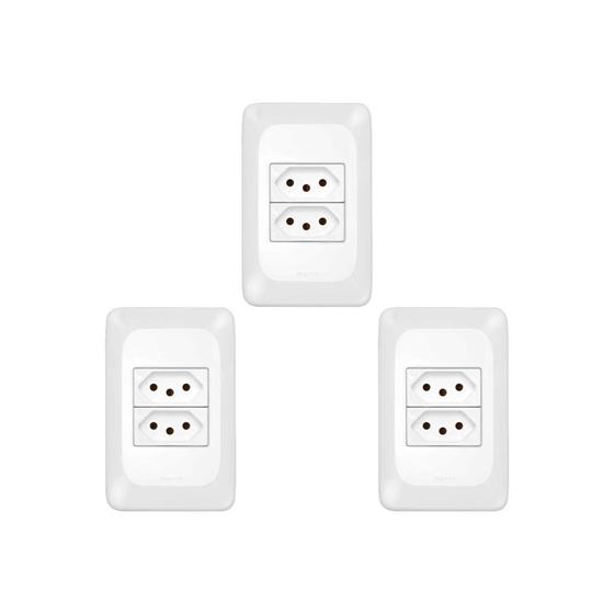 Imagem de Kit C/3 - Conjunto Pial Pop Modulo Com Placa 4X2 - 2 Toma...