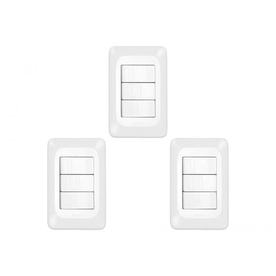 Imagem de Kit C/3 - Conjunto Pial Pop Modulo Com Placa 4X2 - 3 Para...