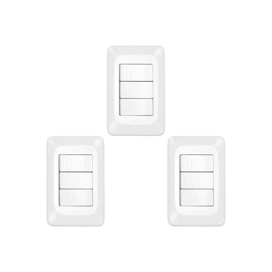 Imagem de Kit C/3 - Conjunto Pial Pop Modulo Com Placa 4X2 - 3 Simp...