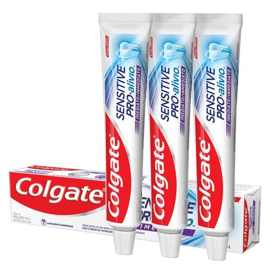 Imagem de Kit c/ 3 Cremes Dentais Colgate Sensitive Pro-Alívio Real White 50g