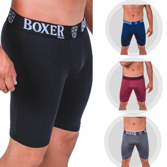 Imagem de Kit C/3 Cueca Boxer CICLISTA Long Microfibra Box Conforto Perfeita p/ Pratica de Esportes Revenda