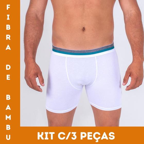 Imagem de Kit C/3 Cuecas Boxer Fibra De Bambu Box Long Leg Respirável