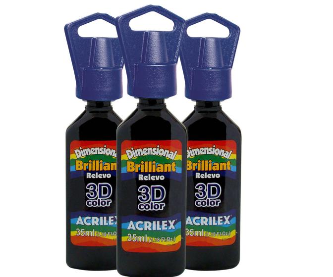 Imagem de Kit c/3 dimensional 3d brilhante acrilex