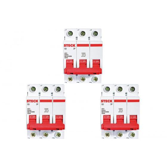 Imagem de Kit C/3 - Disjuntor Steck Din Tripolar 63A Sd63 C 3Ka