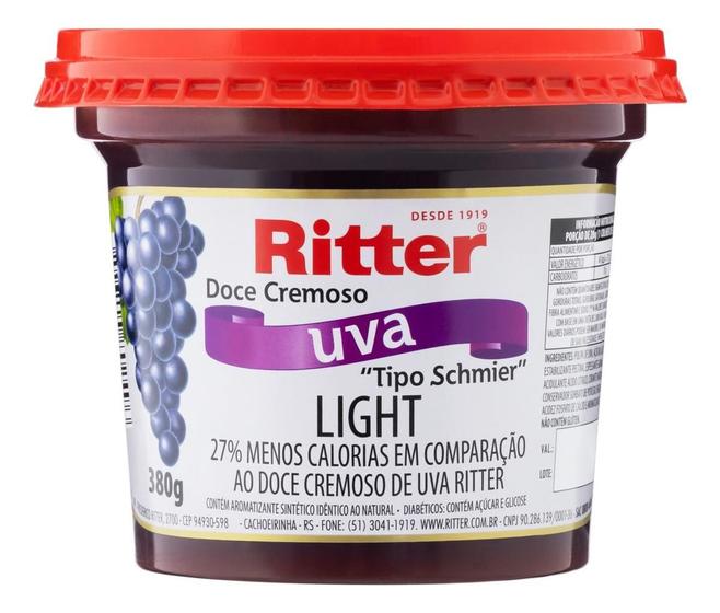 Imagem de Kit c/ 3 Doce Cremoso Schmier Uva Light Ritter Pote 380g