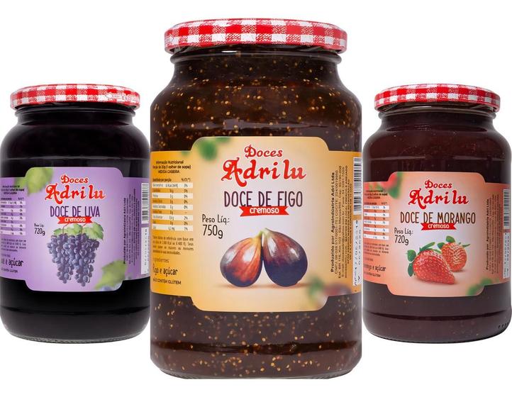 Imagem de Kit c/ 3 Doce de figo geleia Adrilu 750 g