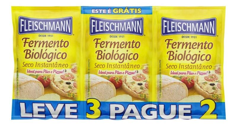 Imagem de Kit c/ 3 Fermento Biologico Fleischmann 30g 3un