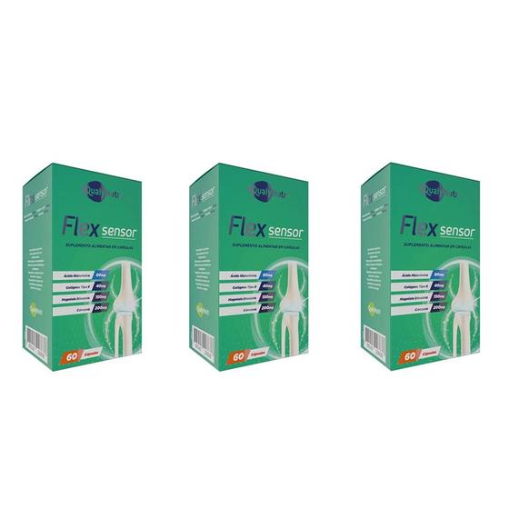 Kit C/3 Flex Sensor Qualy Nutri 60 Cápsulas Saúde Articular
