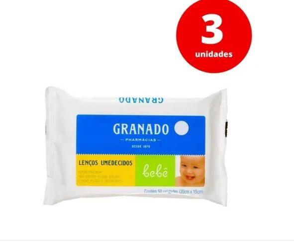Imagem de Kit c/ 3 lenços umedecidos granado bebê com 50 unidades cada