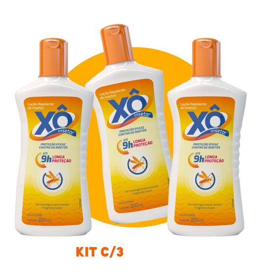 Imagem de Kit c/ 3 Loção Repelente Xô Insetos 15% 9h Proteção 200ml