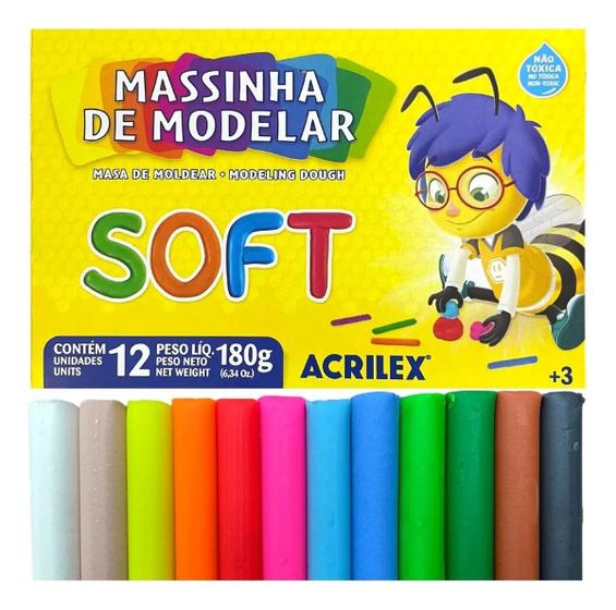 Imagem de Kit c/ 3 Massinha de Modelar Massa Soft Acrilex 12 Cores